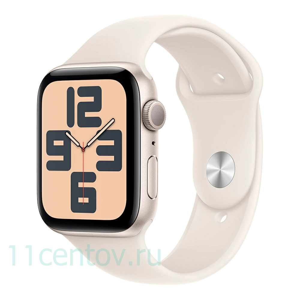Картинка Apple Watch SE 2024 GPS 44mm Starlight Aluminum Case with Starlight Sport Band M/L от интернет-магазина электроники «11 Центов»