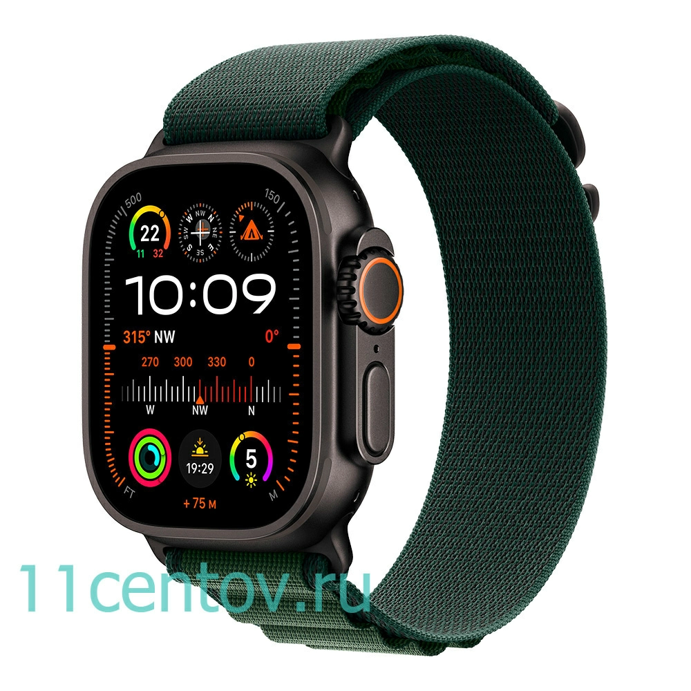 Картинка Apple Watch Ultra 2 Black Titanium with Dark Green Alpine Loop L от интернет-магазина электроники «11 Центов»