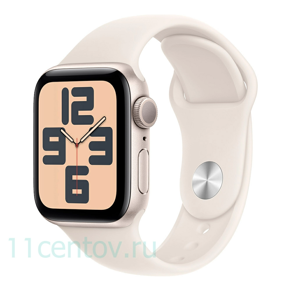 Картинка Apple Watch SE 2024 GPS 40mm Starlight Aluminum Case with Starlight Sport Band S/M от интернет-магазина электроники «11 Центов»