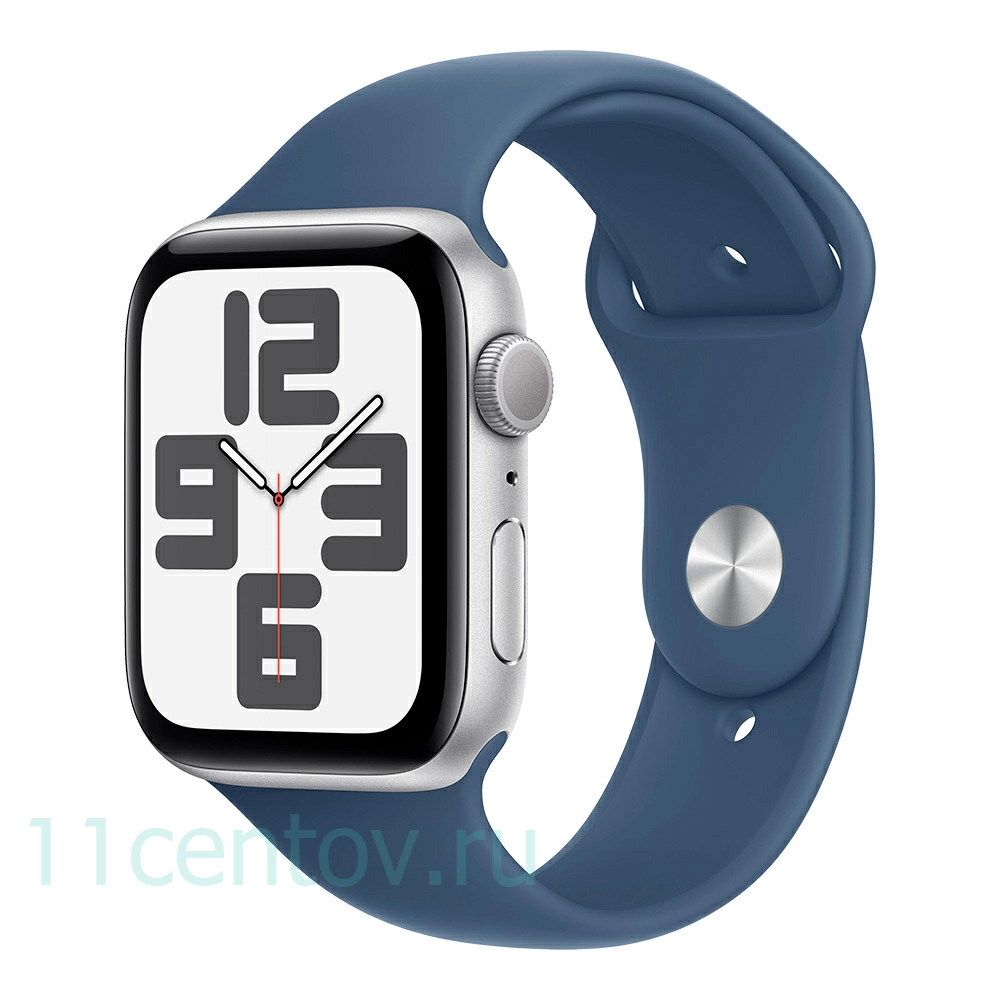 Картинка Apple Watch SE 2024 GPS 44mm Silver Aluminum Case with Denim Sport Band M/L от интернет-магазина электроники «11 Центов»
